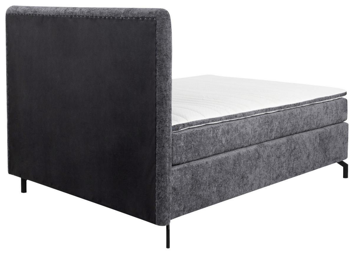 BOXSPRINGBETT 140/200 cm  in Dunkelgrau  - Dunkelgrau/Schwarz, Design, Textil/Metall (140/200cm) - Esposa