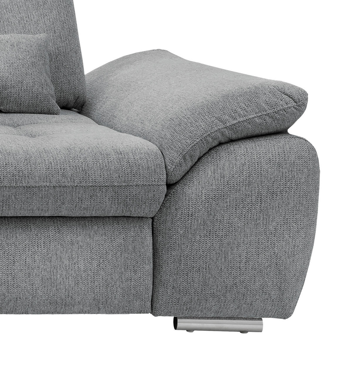 ECKSOFA in Chenille Silberfarben  - Chromfarben/Anthrazit, Modern, Textil/Metall (184/314cm) - Livetastic