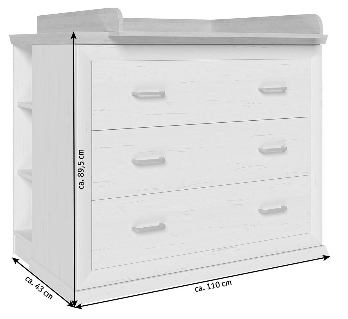 WICKELKOMMODE CAMRON 110/89,5/43 cm  - Weiss/Grau, Natur, Holzwerkstoff/Kunststoff (110/89,5/43cm) - My Baby Lou