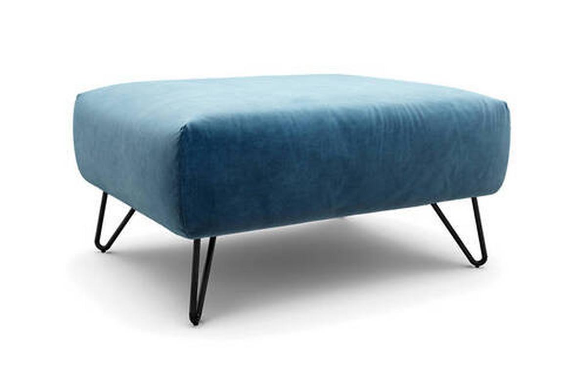 HOCKER in Textil Blau  - Blau/Schwarz, Design, Textil/Metall (90/70/46cm) - SENSOO