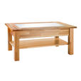 COUCHTISCH Kernbuche vollmassiv Milchglas 110/70/45 cm rechteckig Buchefarben  - Buchefarben, Design, Glas/Holz (110/70/45cm) - Linea Natura