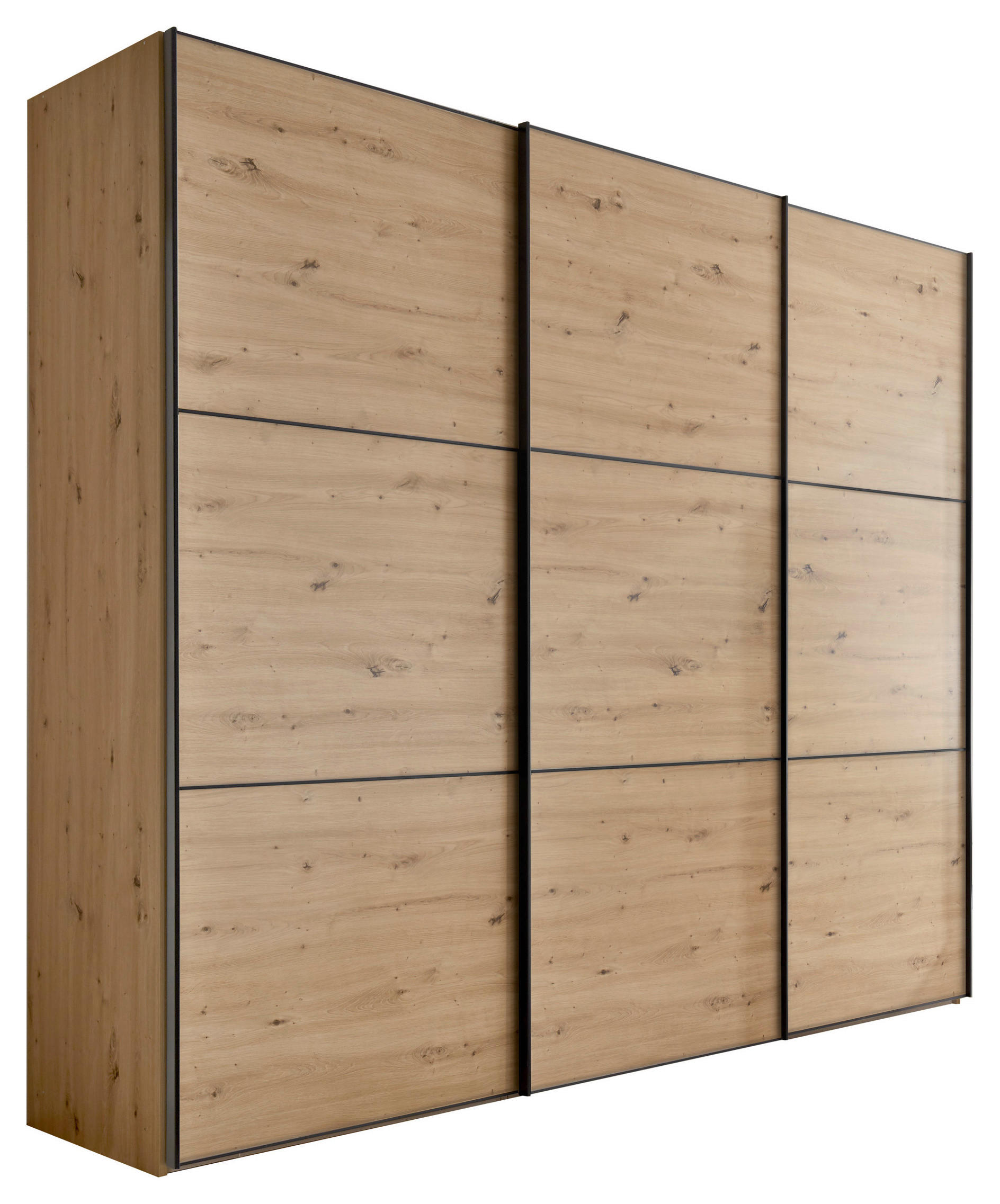 SCHWEBETÜRENSCHRANK in Eiche Artisan  - Schwarz/Eiche Artisan, Holzwerkstoff/Metall (280/222/68cm) - Moderano