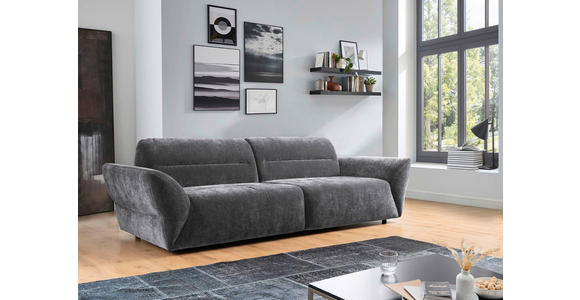 BIGSOFA Chenille Grau - Schwarz/Grau, KONVENTIONELL, Kunststoff/Textil (300/91/116cm) - Cantus