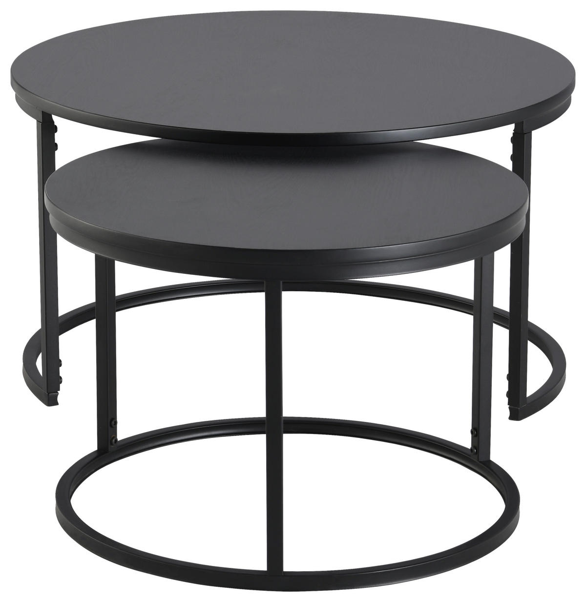 COUCHTISCHSET rund Schwarz  - Schwarz, Design, Holzwerkstoff/Metall (80/60/45/42/80/60cm) - MID.YOU