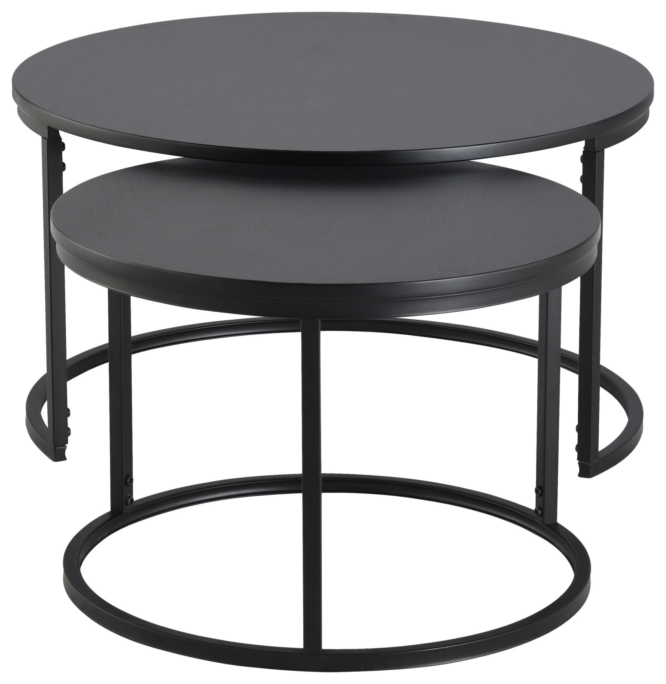 Thumbnail - Mid.you Couchtischset, Schwarz, Metall, Holzwerkstoff, 2-teilig, rund, 60x45x80 cm, Wohnzimmer, Wohnzimmertische, Coucht...