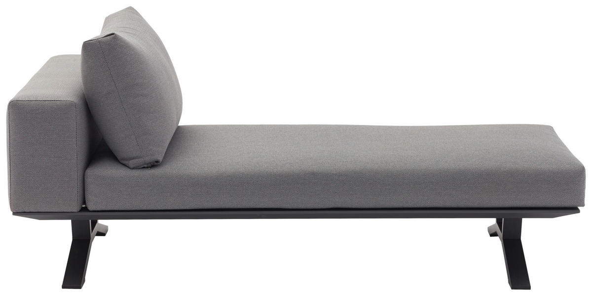 LOUNGEGARNITUR Teakholz massiv Aluminium  - Anthrazit/Naturfarben, Design, Holz/Textil (172/97/25cm) - Amatio