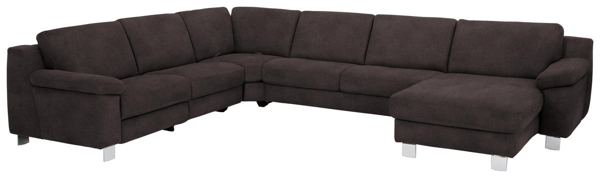 WOHNLANDSCHAFT in Mikrofaser Dunkelgrau  - Chromfarben/Dunkelgrau, Design, Textil/Metall (278/364/166cm) - Valdera