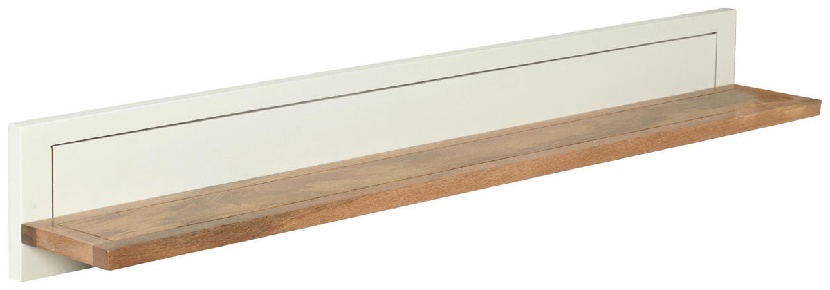 NÁSTĚNNÁ POLICE, akácie, mangové dřevo, přírodní barvy, bílá, 145/20/20 cm - bílá/přírodní barvy, Romantický / Rustikální, dřevo (145/20/20cm) - Landscape