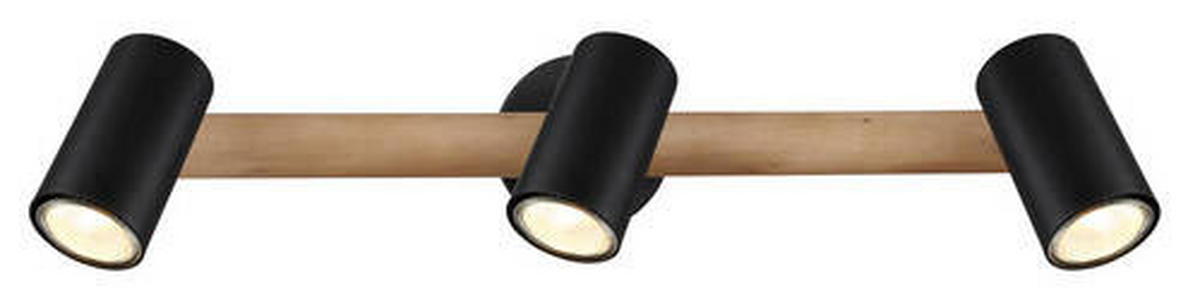 BODOVÉ SVÍTIDLO, 5 W/GU10, 54/10/19,5 cm - tmavě hnědá/černá, Natur, kov/dřevo (54/10/19,5cm) - Globo