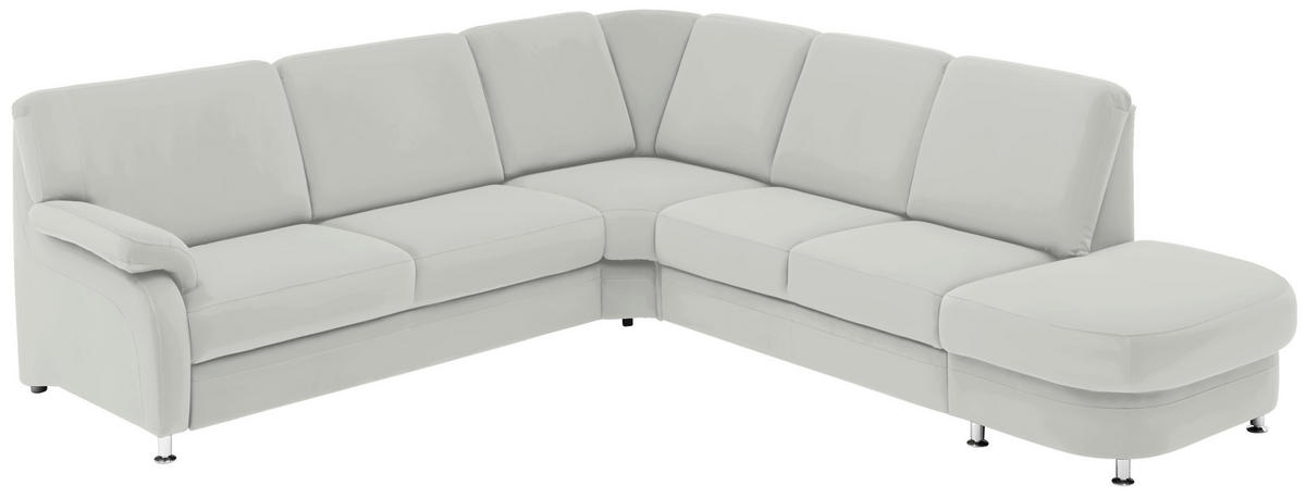ECKSOFA in Flachgewebe Hellgrau  - Hellgrau/Alufarben, Konventionell, Textil/Metall (269/289cm) - Beldomo System