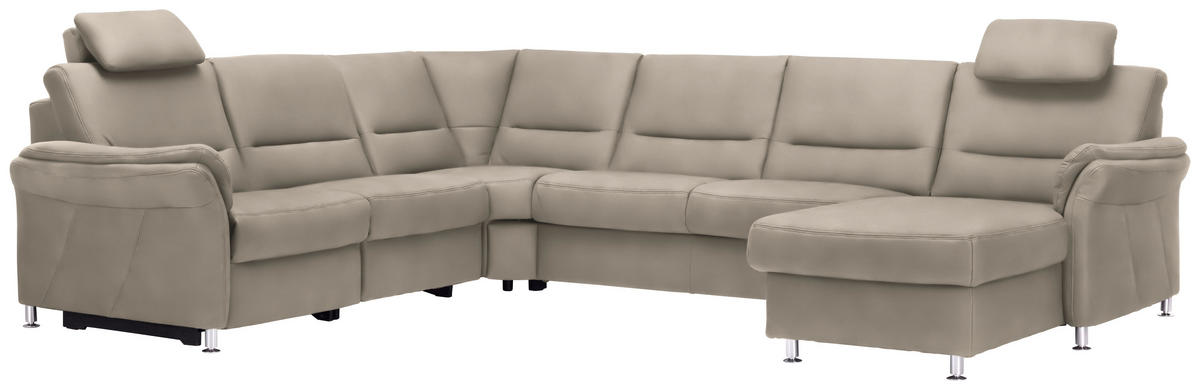 WOHNLANDSCHAFT in Mikrofaser Naturfarben  - Alufarben/Naturfarben, Konventionell, Textil/Metall (262/335/173cm) - Beldomo System