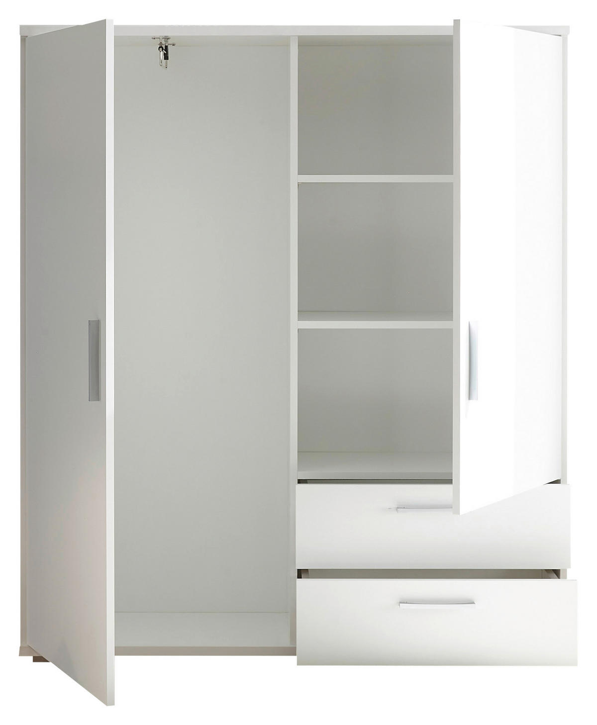 HIGHBOARD , 120/140/38 cm, 2 Schublade(n)  - Alufarben/Weiß, KONVENTIONELL, Holzwerkstoff/Kunststoff (120/140/38cm) - Carryhome
