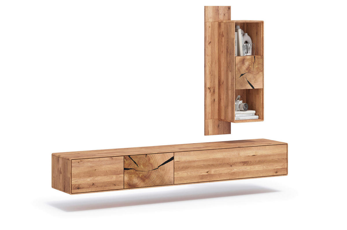WOHNWAND 2-teilig  in Eichefarben  220/151/40 cm  - Wildeiche/Eichefarben, Basics, Holz (220/151/40cm) - Livetastic