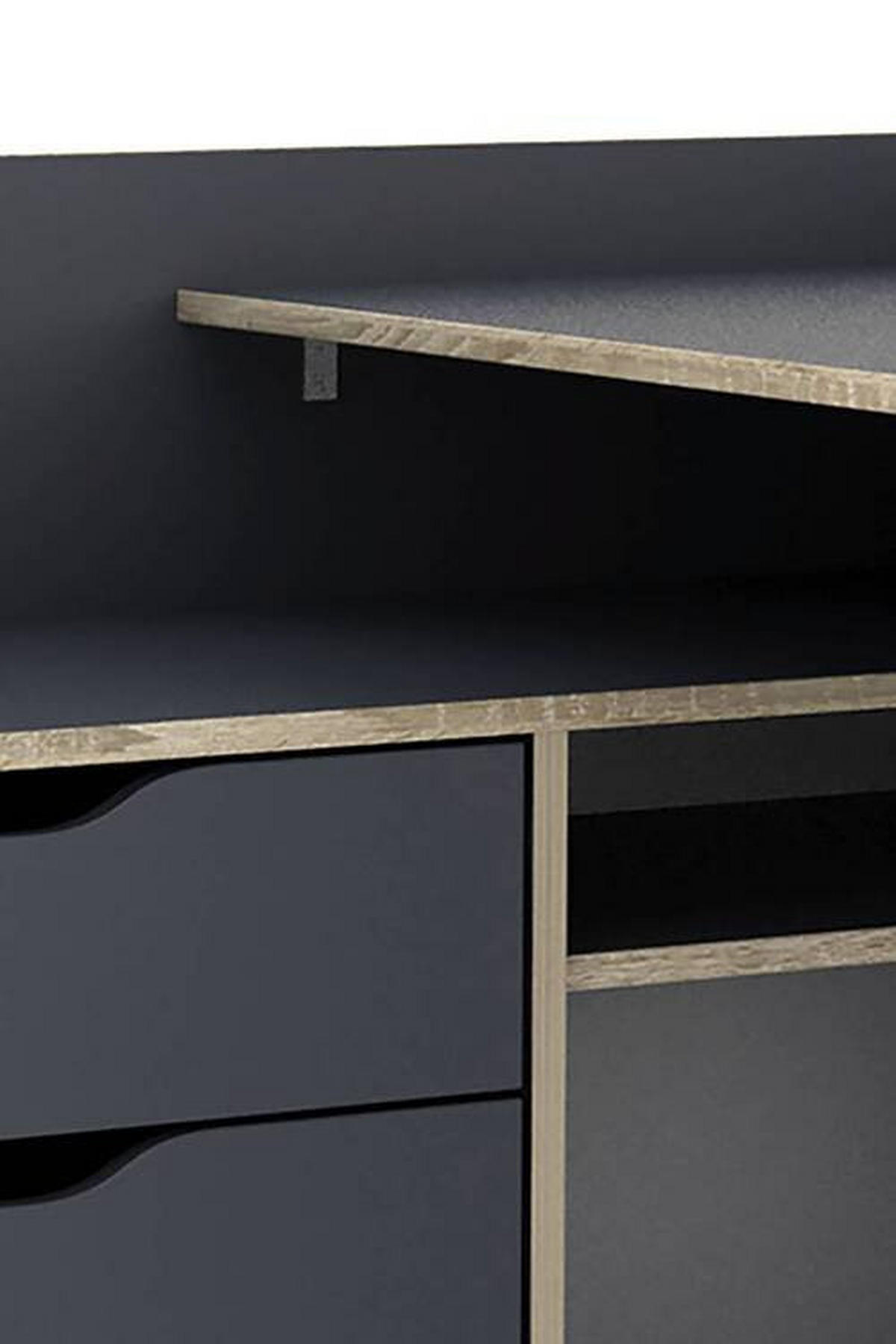 ECKSCHREIBTISCH 129/105/84 cm  in Anthrazit, Eichefarben  - Eichefarben/Anthrazit, LIFESTYLE, Holzwerkstoff (129/105/84cm) - MID.YOU