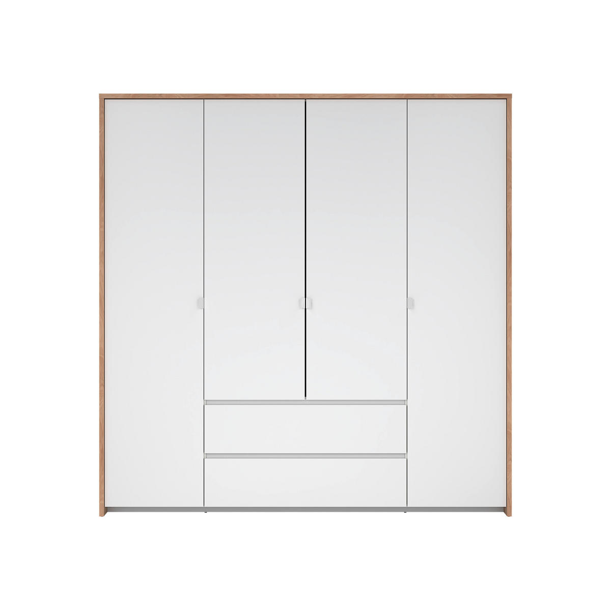 DREHTÜRENSCHRANK 197/202/58 cm 4-türig Eichefarben, Weiß  - Eichefarben/Weiß, KONVENTIONELL, Holzwerkstoff/Metall (197/202/58cm) - Boxxx