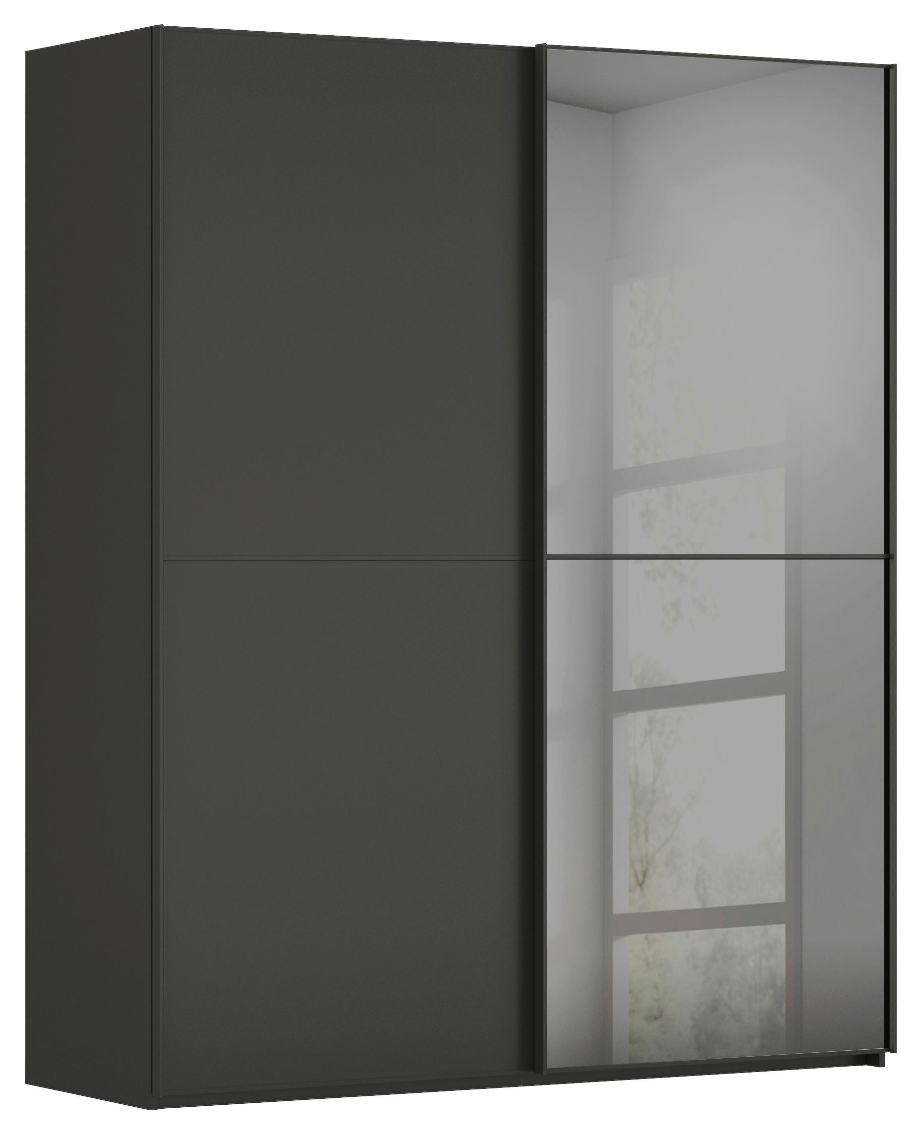 SCHWEBETÜRENSCHRANK 201/223/68 cm 2-türig Graphitfarben  - Graphitfarben, KONVENTIONELL, Glas/Holzwerkstoff (201/223/68cm) - Novel