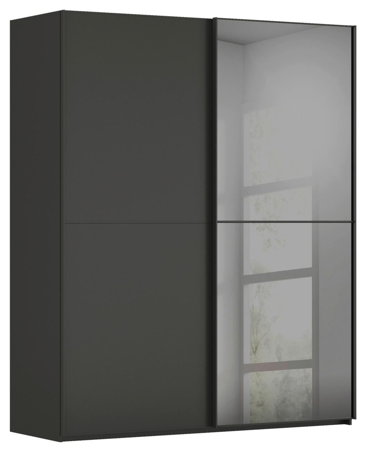 SCHWEBETÜRENSCHRANK  in Graphitfarben  - Graphitfarben, KONVENTIONELL, Glas/Holzwerkstoff (201/223/68cm) - Novel