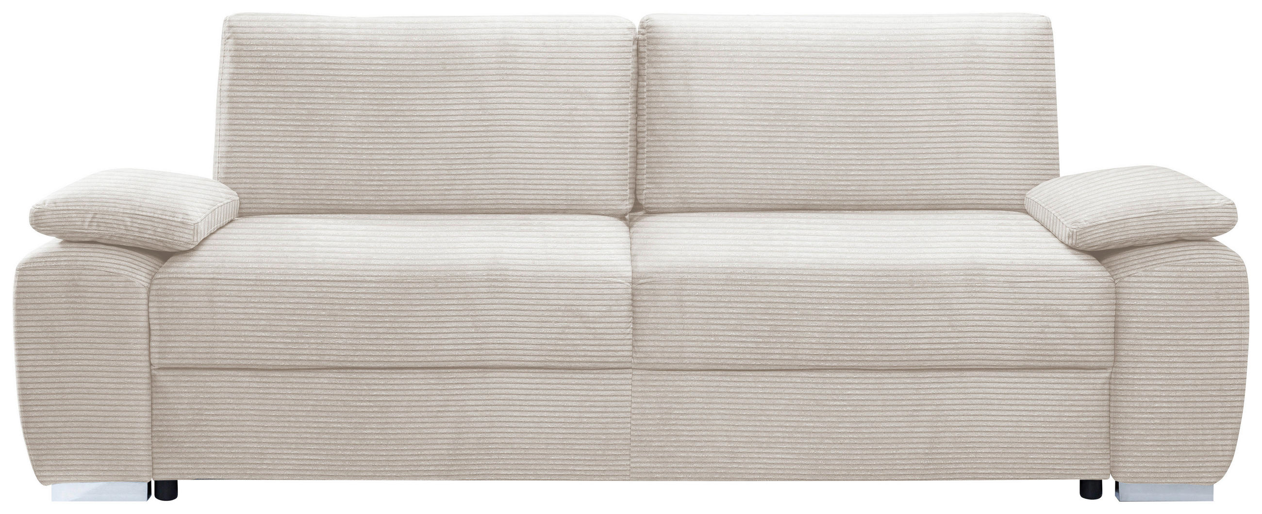 SCHLAFSOFA Cord Creme, Beige, Ecru  - Chromfarben/Ecru, Design, Kunststoff/Textil (258/100/148cm) - Stylife
