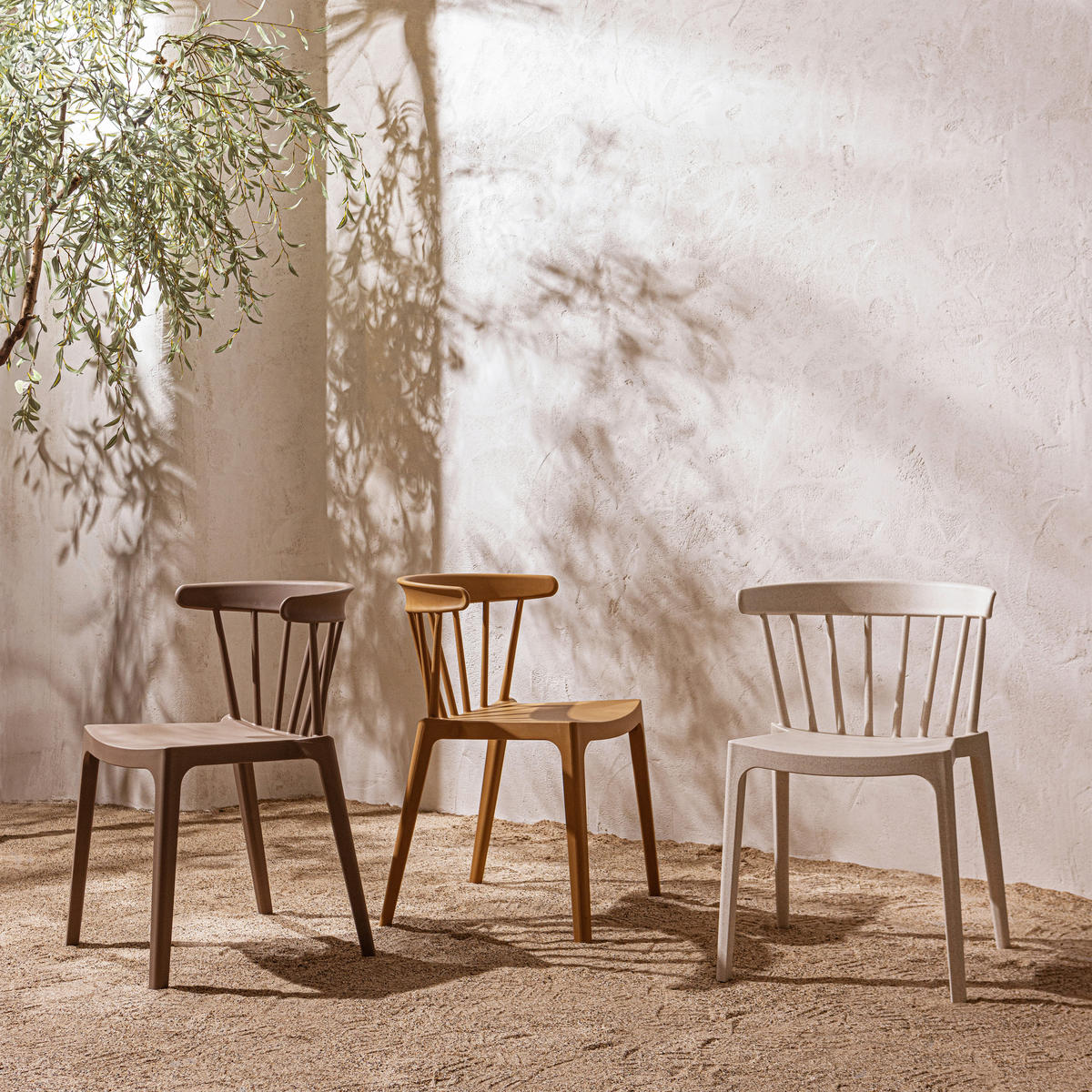 GARTENSTUHL-SET Kunststoff, Naturmaterialien Braun  - Braun, MODERN, Naturmaterialien/Kunststoff (52/75/53cm) - Livetastic