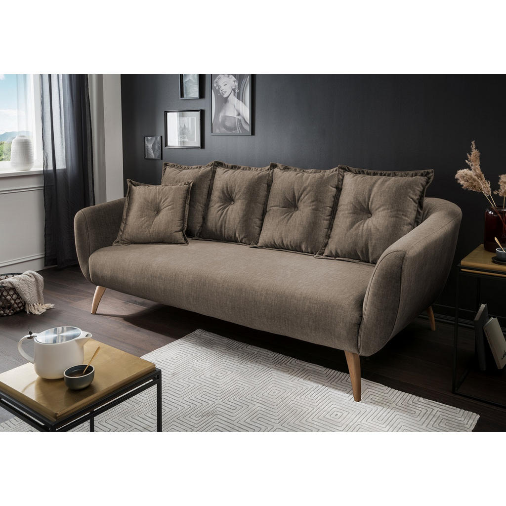 Thumbnail - Livetastic 3-Sitzer-Sofa, Braun, Textil, Buche, massiv, Uni, Füllung: Schaumstoff, 236x94x103 cm, AZO-frei, Made in EU, ...