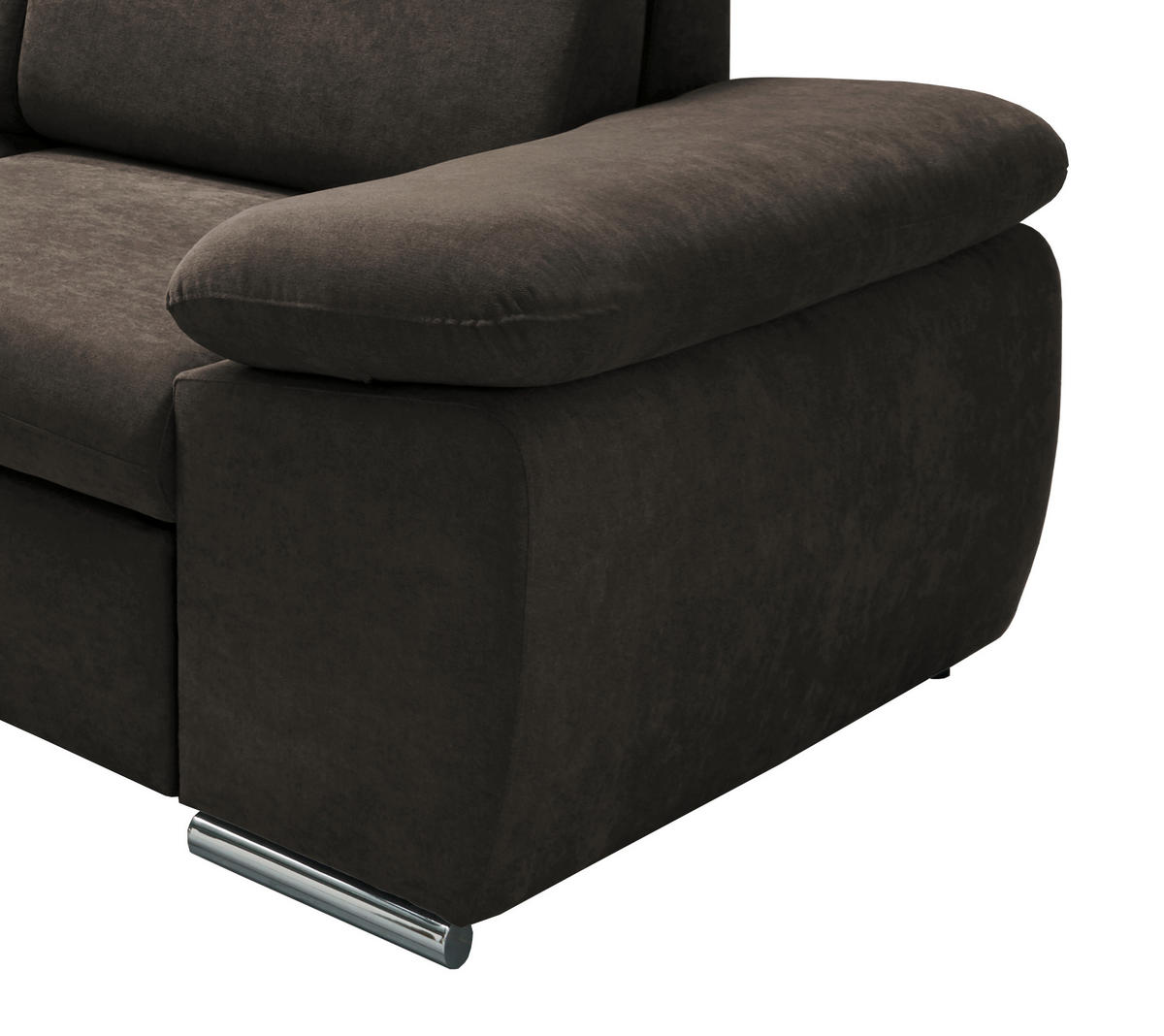 ECKSOFA in Mikrofaser Dunkelbraun  - Chromfarben/Dunkelbraun, Design, Textil/Metall (228/283cm) - Livetastic