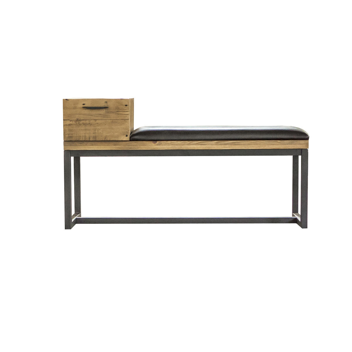 HALLBÄNK 110/59,5/41,5 cm  - svart/pinjefärg, Trend, metall/trä (110/59,5/41,5cm) - Ambia Home