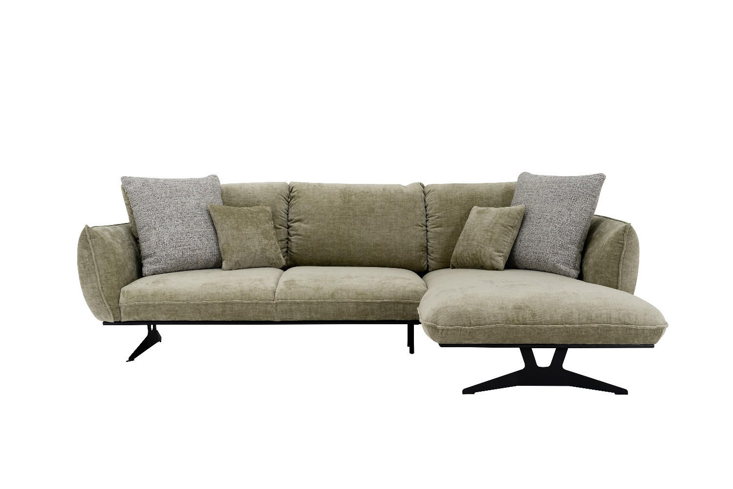 SOFFA i tyg taupe  - svart/taupe, Modern, metall/trä (293/93/187cm) - Hom`in