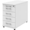 ANSTELLCONTAINER Weiß - Silberfarben/Schwarz, Basics, Holzwerkstoff (43/74/80cm) - Moderano
