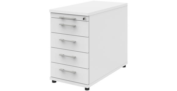 ANSTELLCONTAINER Weiß - Silberfarben/Schwarz, Basics, Holzwerkstoff (43/74/80cm) - Moderano