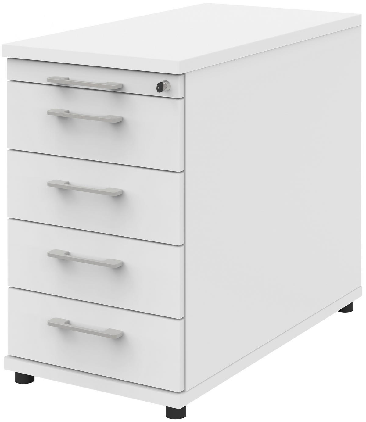 ANSTELLCONTAINER Weiß  - Silberfarben/Schwarz, Basics, Holzwerkstoff (43/74/80cm) - Moderano