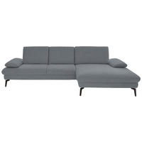 ECKSOFA in Chenille, Mikrofaser Blaugrau  299/157 cm  - Blaugrau/Schwarz, Design, Textil/Metall (299/157cm) - Dieter Knoll