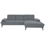ECKSOFA Dieter Knoll in Chenille, Mikrofaser Blaugrau  299/157 cm  - Blaugrau/Schwarz, Design, Textil/Metall (299/157cm) - Dieter Knoll