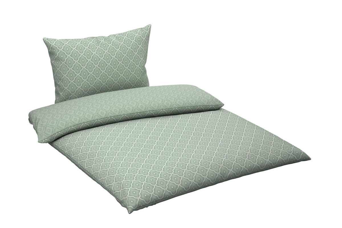 WENDEBETTWÄSCHE 2-teilig Satin 140/200 cm  - Grün, KONVENTIONELL, Textil (140/200cm) - Novel