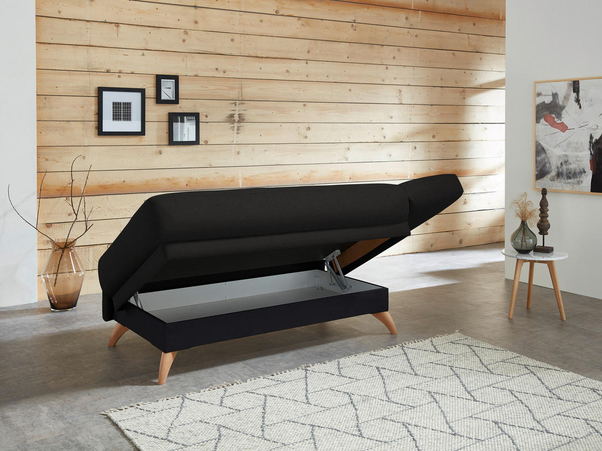 RÉCAMIERE in Flachgewebe Schwarz  - Schwarz, Design, Holz/Textil (205/87/94cm) - Bali