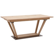 Esstisch in furniert, mehrschichtige Massivholzplatte (Tischlerplatte) Wildeiche Eichefarben - Eichefarben, Natur, Holz/Metall (180/100/76,5cm) - Voglauer