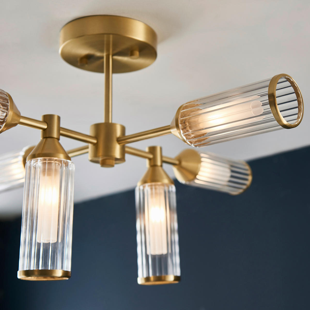 DECKENLEUCHTE    65.5/34.5/59.5 cm  - Klar/Messingfarben, KONVENTIONELL, Glas (65.5/34.5/59.5cm) - ENDON