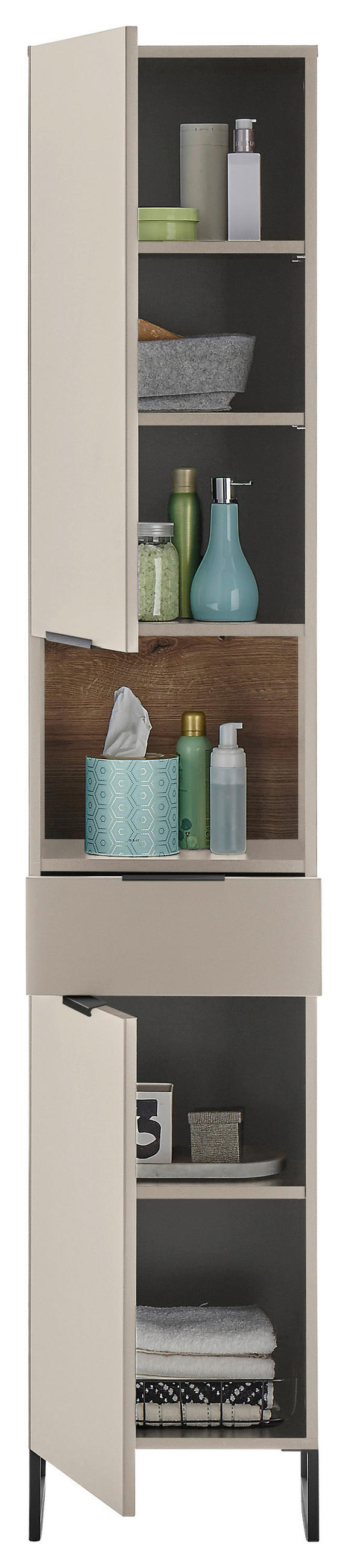 HOCHSCHRANK 38/195/32 cm  - Kaschmir/Eichefarben, KONVENTIONELL, Holzwerkstoff/Metall (38/195/32cm) - home24