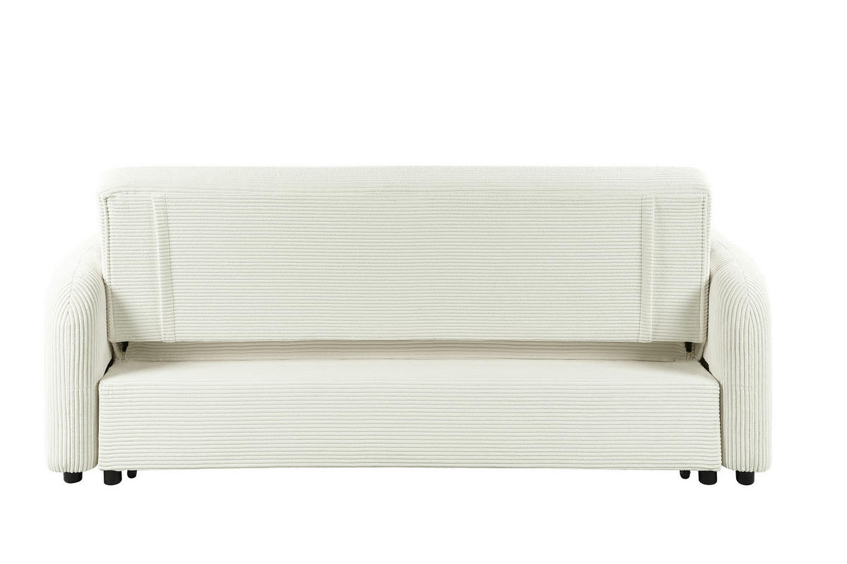 SCHLAFSOFA Cord Creme  - Creme/Schwarz, Design, Kunststoff/Textil (193/86/90cm) - MID.YOU