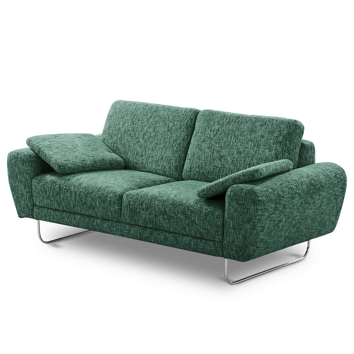 2-SITZER-SOFA SPRING in Webstoff Grün Modern  - Chromfarben/Grün, Design, Textil/Metall (157/85/92cm) - Livetastic