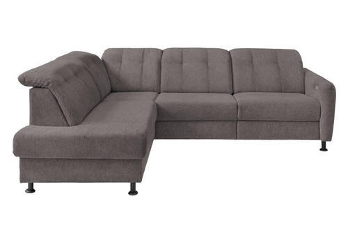 ECKSOFA in Chenille Graubraun  - Graubraun/Schwarz, Modern, Textil/Metall (198/270cm) - Livetastic