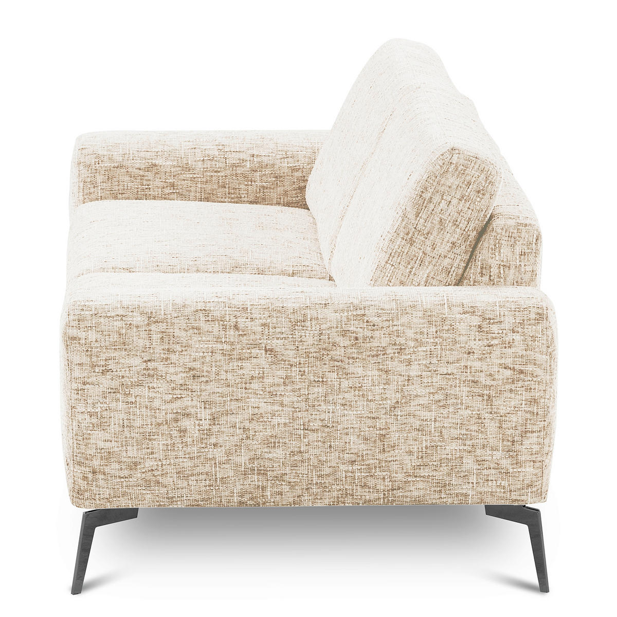 2-SITZER-SOFA Webstoff Beige  - Beige/Schwarz, Design, Textil/Metall (157/85/92cm) - Livetastic