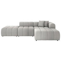 ECKSOFA Grau Webstoff Zierkissen  - Schwarz/Grau, LIFESTYLE, Kunststoff/Textil (289/178cm) - Milino