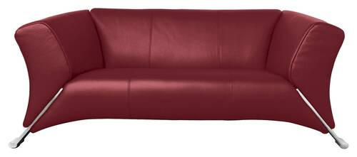 2-SITZER-SOFA Echtleder Weinrot  - Weinrot/Alufarben, Design, Leder/Metall (189/73/91cm) - Rolf Benz