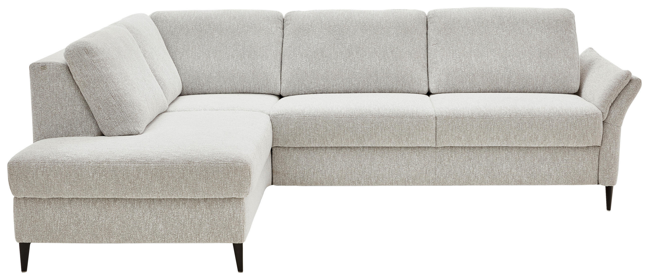 ECKSOFA  Webstoff Ecru  - Ecru/Schwarz, Konventionell, Textil/Metall (201/277cm) - Dieter Knoll