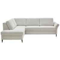 ECKSOFA Ecru Webstoff Schlaffunktion, Matratze  - Ecru/Schwarz, KONVENTIONELL, Textil/Metall (201/277cm) - Dieter Knoll