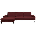 ECKSOFA Beldomo Premium in Echtleder Rot  180/310 cm  - Rot/Schwarz, Design, Leder/Metall (180/310cm) - Dieter Knoll