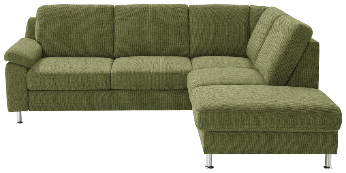 ECKSOFA in Webstoff Grün  241/200 cm  - Alufarben/Grün, KONVENTIONELL, Textil/Metall (241/200cm) - Beldomo System