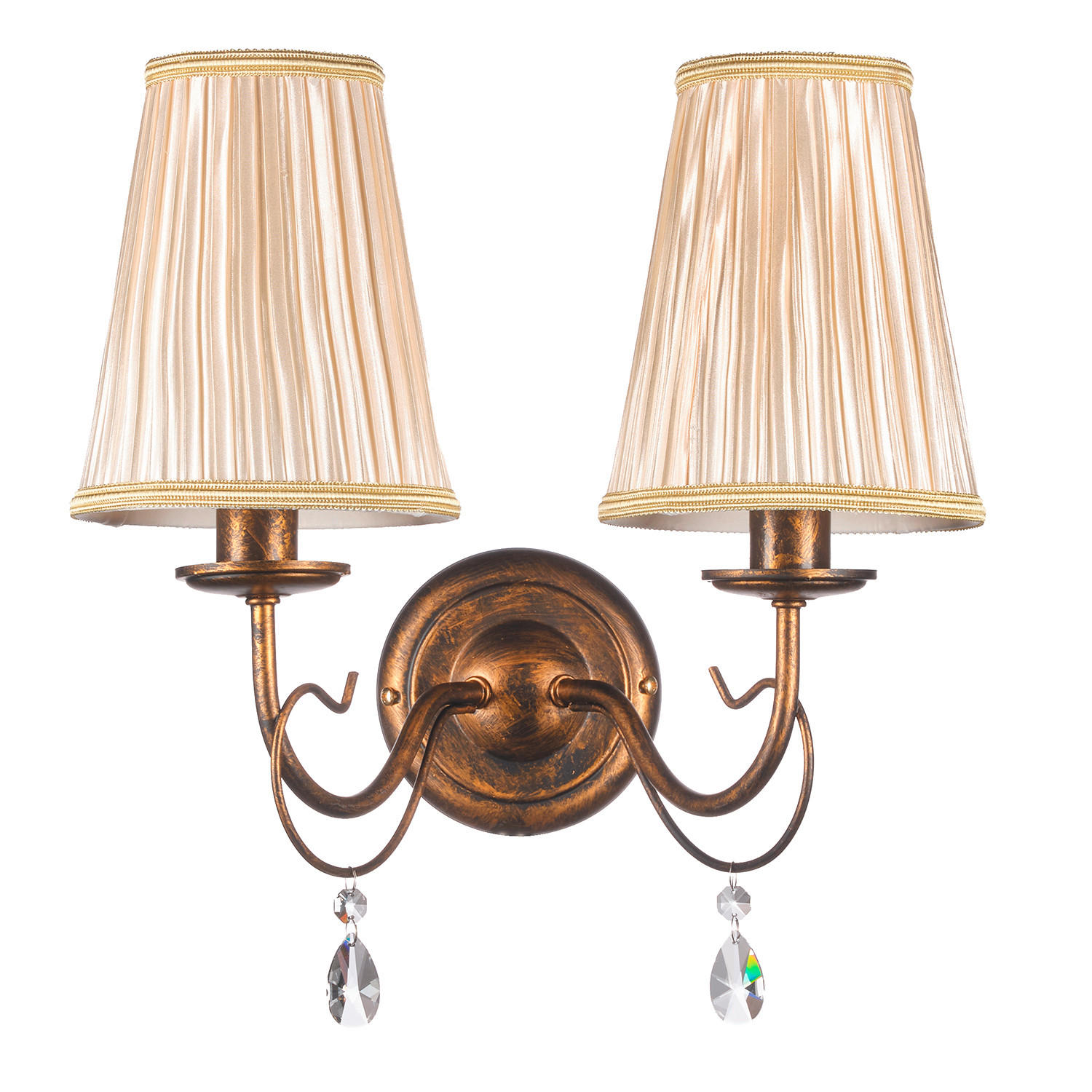 WANDLEUCHTE DELIA 39/25/36 cm   - Cognac, KONVENTIONELL, Glas/Textil (39/25/36cm)