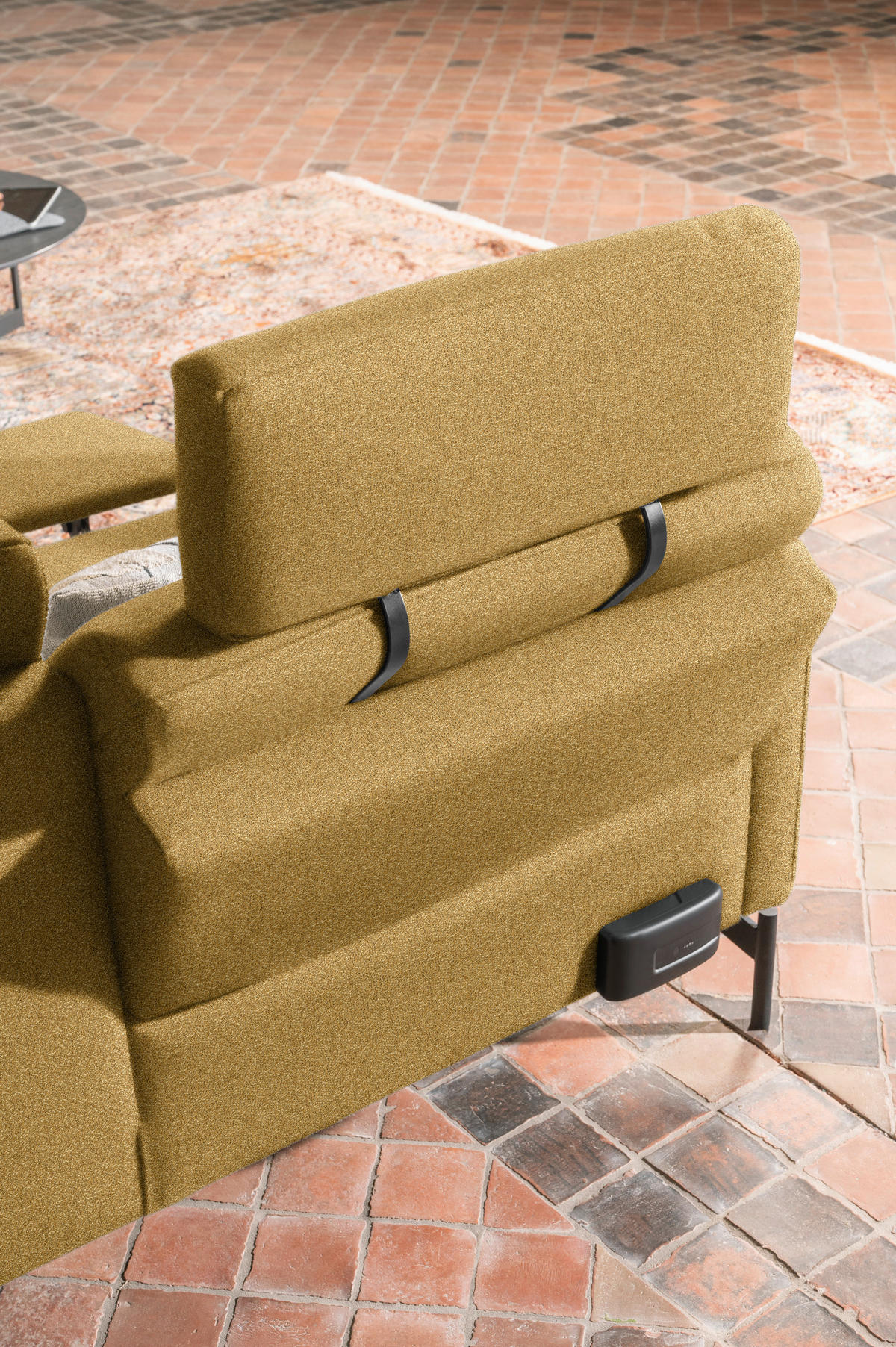ECKSOFA in Flachgewebe, Struktur Gelb, Grün  - Anthrazit/Gelb, Design, Textil/Metall (254/230cm) - Johann Jakob