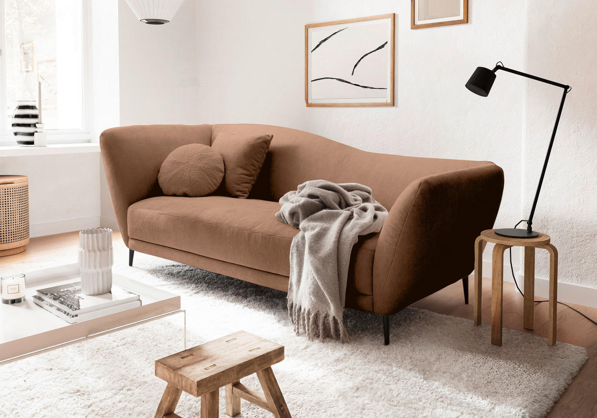 RÉCAMIERE Braun Chenille Zierkissen, Rücken echt  - Schwarz/Braun, KONVENTIONELL, Textil/Metall (224/70/97cm) - Hom`in